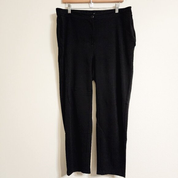 EILEEN FISHER Pants L Stretch Viscose Jersey Slouch Tapered Black USA Minimalist - Picture 1 of 16